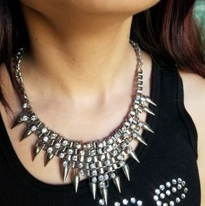 Bebe silver Rhinestone spike necklace